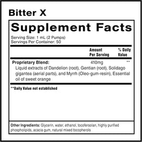 Quicksilver Scientific BitterX Gentian Root 50ml - étiquette détaillée