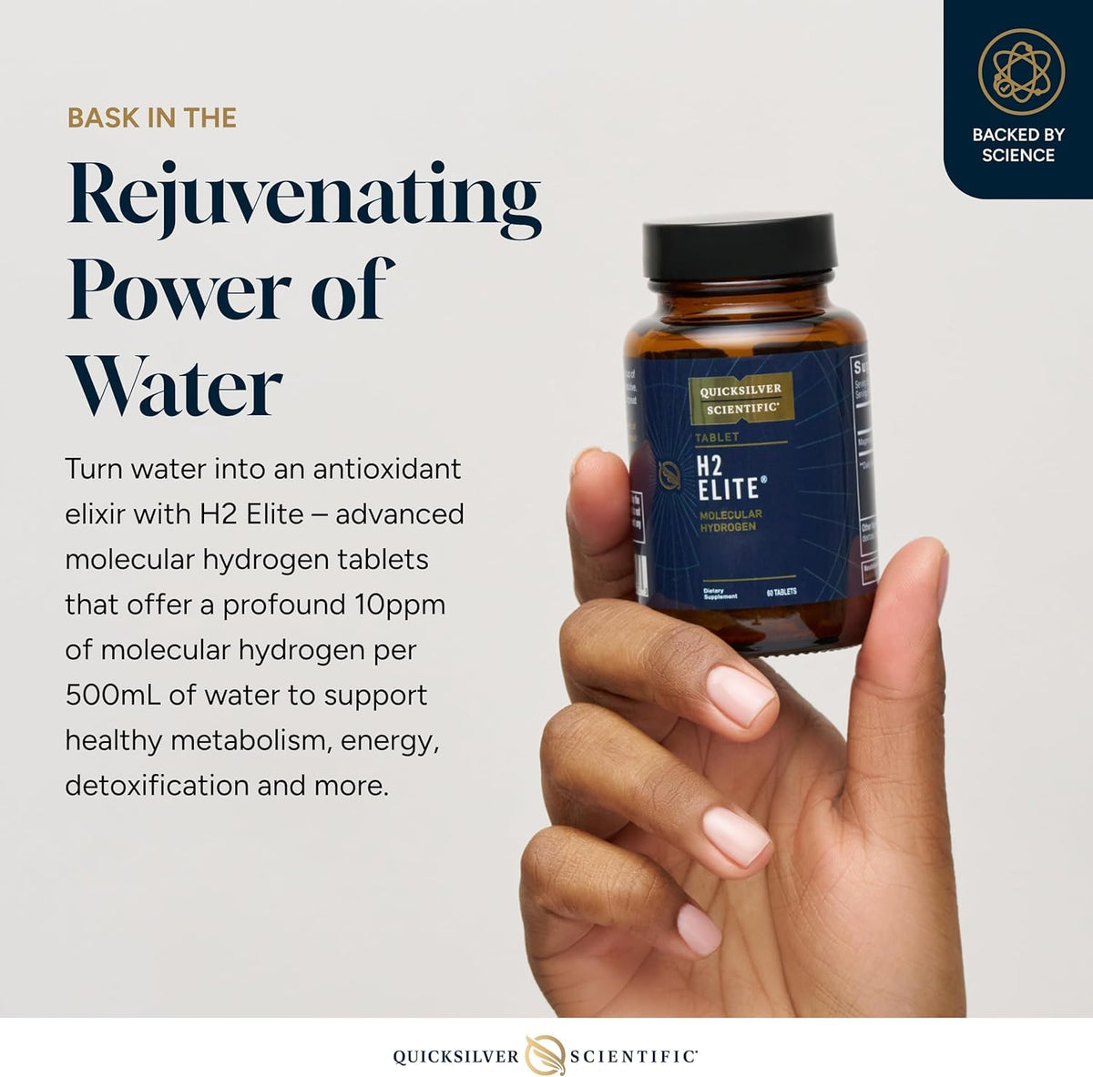 Quicksilver Scientific H2 Elite comprimés, dissolution dans un verre d'eau