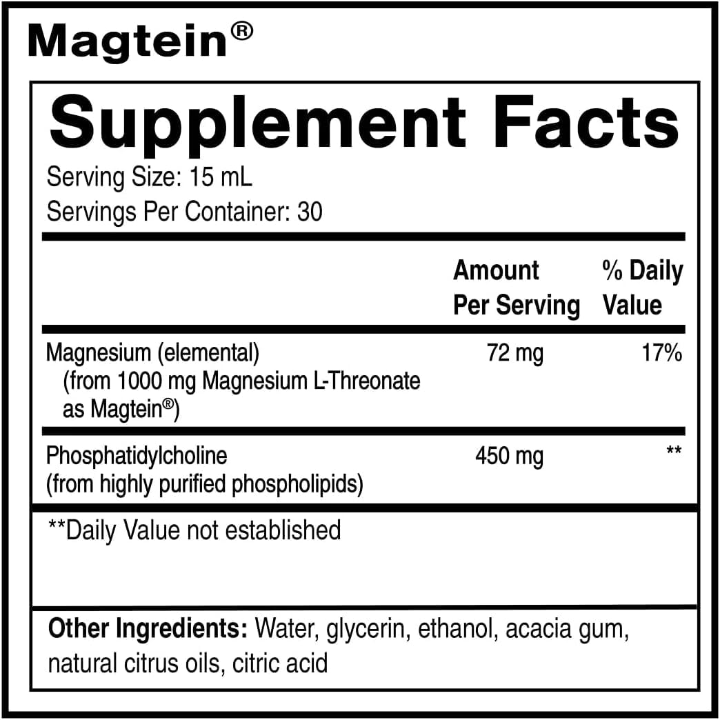 Quicksilver Scientific Liposomal Magtein 1000mg étiquette avec dosage