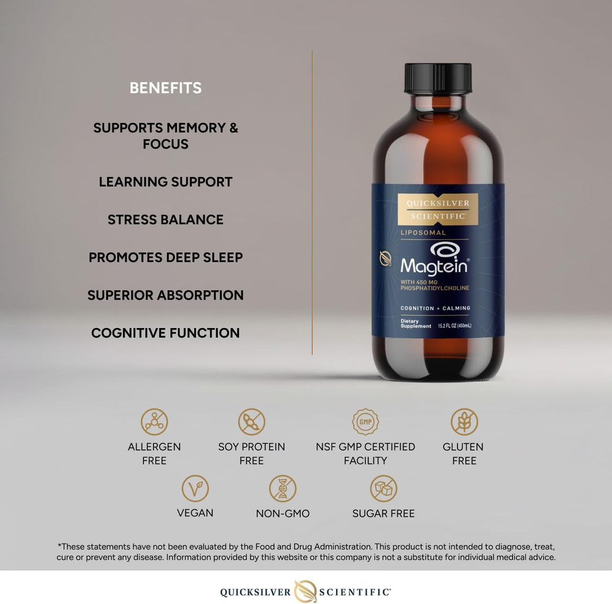 Quicksilver Scientific Liposomal Magtein 1000mg gobelet doseur