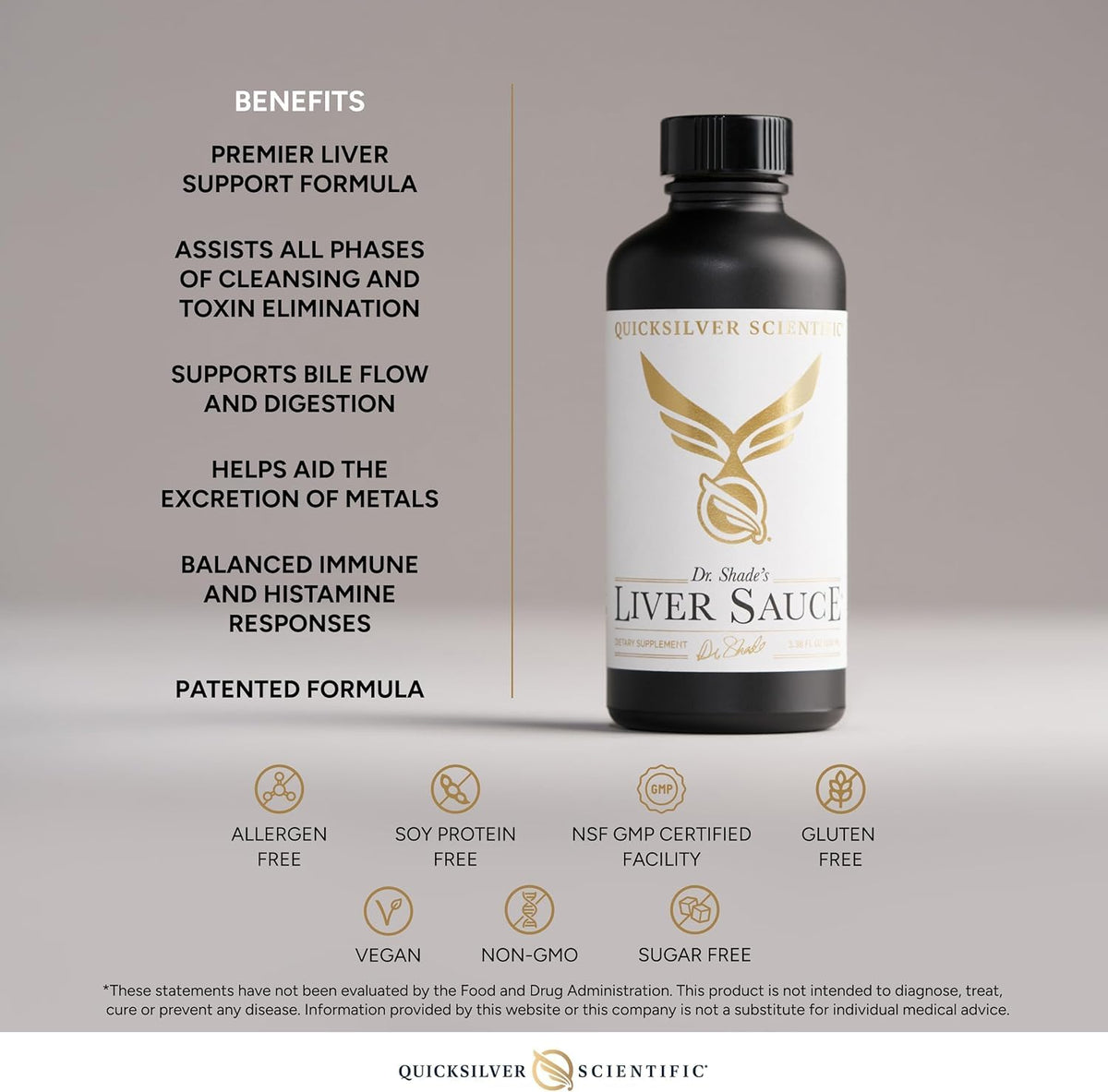 Quicksilver Scientific Liver Sauce Quercetin 100 ml avec un verre d'eau