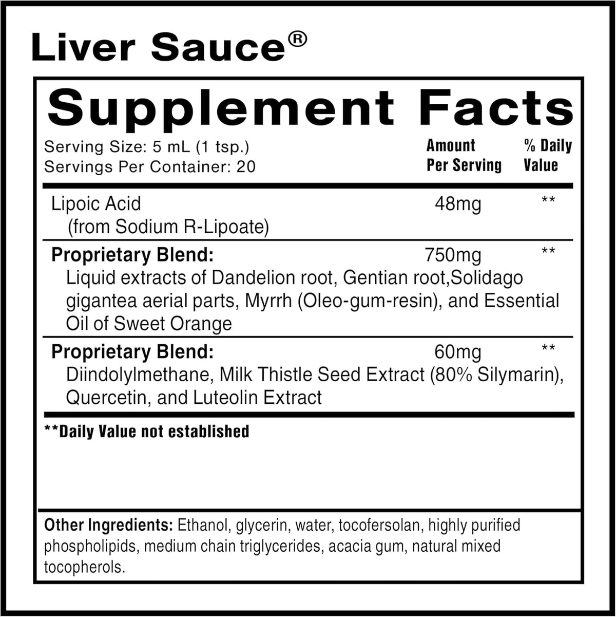 Quicksilver Scientific Liver Sauce Quercetin 100 ml étiquette