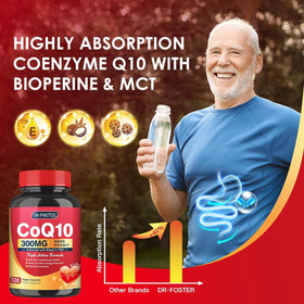 Quinovit CoQ10 300mg en arrière-plan naturel