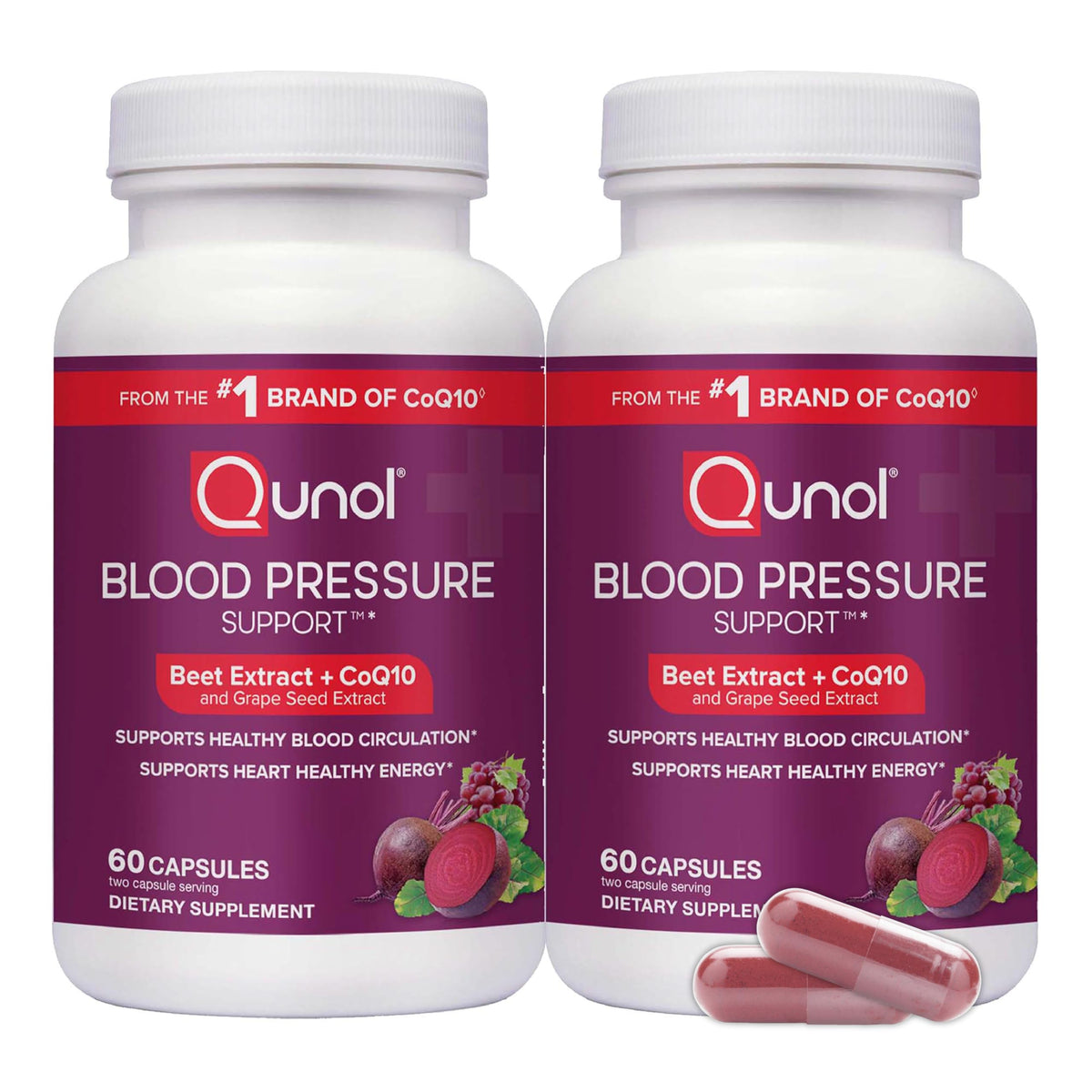 Qunol Capsules de Betterave 3 en 1 avec CoQ10 - vue avant