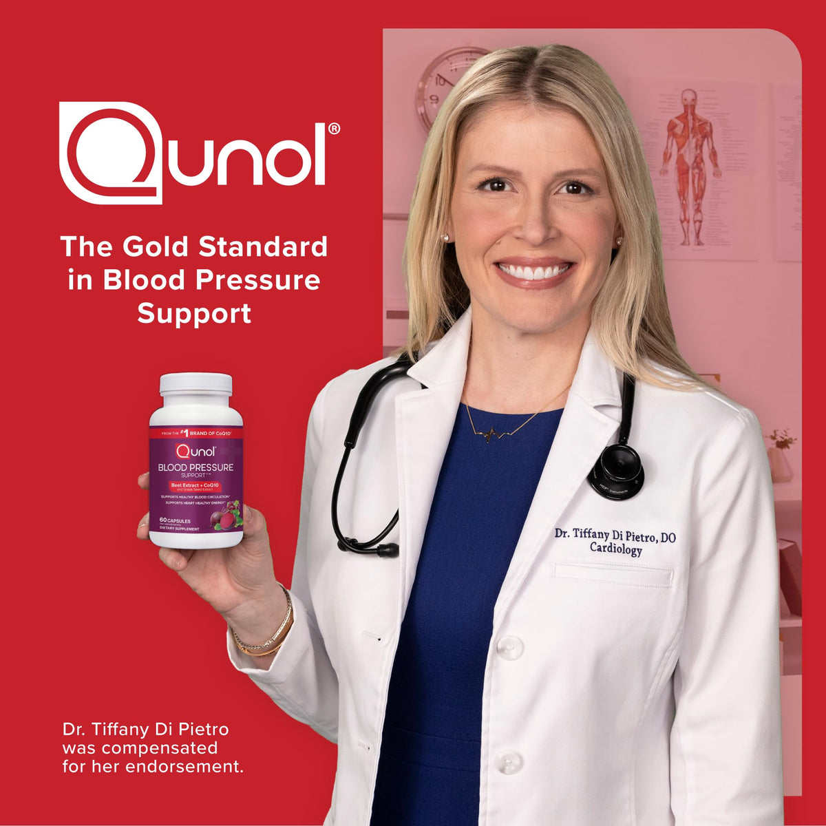 Qunol Capsules de Betterave 3-en-1 sur fond blanc