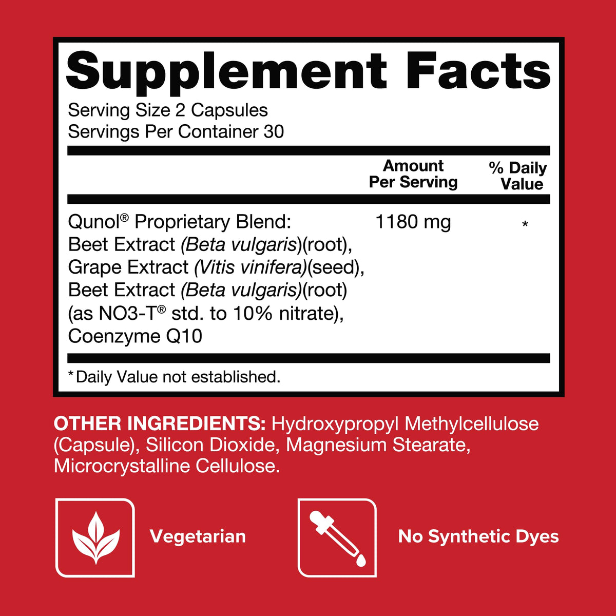 Qunol Capsules de Betterave avec ingrédients naturels