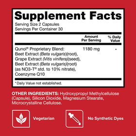 Qunol Capsules de Betterave avec ingrédients naturels