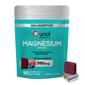Qunol Chews de Citrate de Magnésium 350mg saveur baie mélangée, vue de face