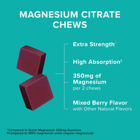 Qunol Chews de Citrate de Magnésium 350mg sur une table