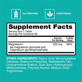Qunol Complex de Glycinate de Magnésium 250mg 90 capsules ingrédients