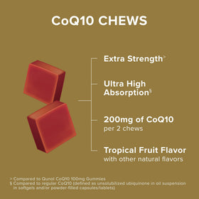Qunol CoQ10 200mg Chews en train d'être dégustées sur une table
