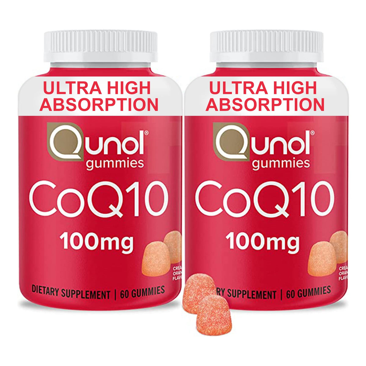 Qunol CoQ10 Gummies 100mg orange goût avant