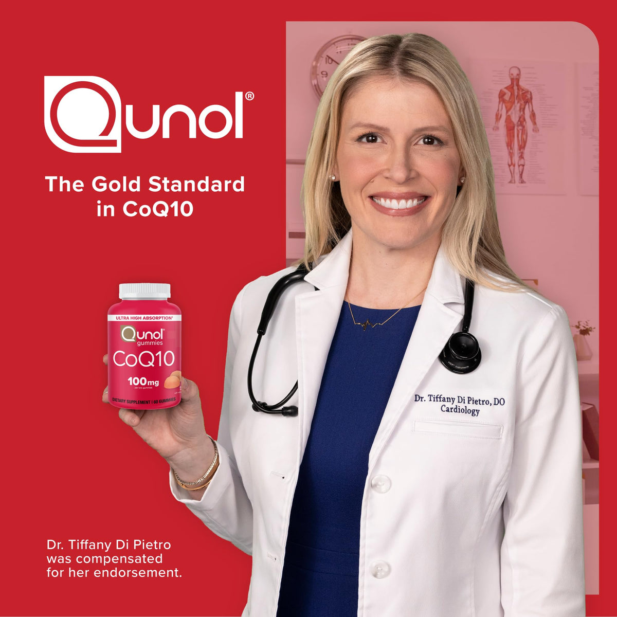 Qunol CoQ10 Gummies 100mg présentation sur une table
