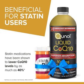 Qunol CoQ10 Liquide 100mg sur une table avec des vitamines