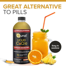 Qunol CoQ10 Liquide 100mg versé dans une cuillère