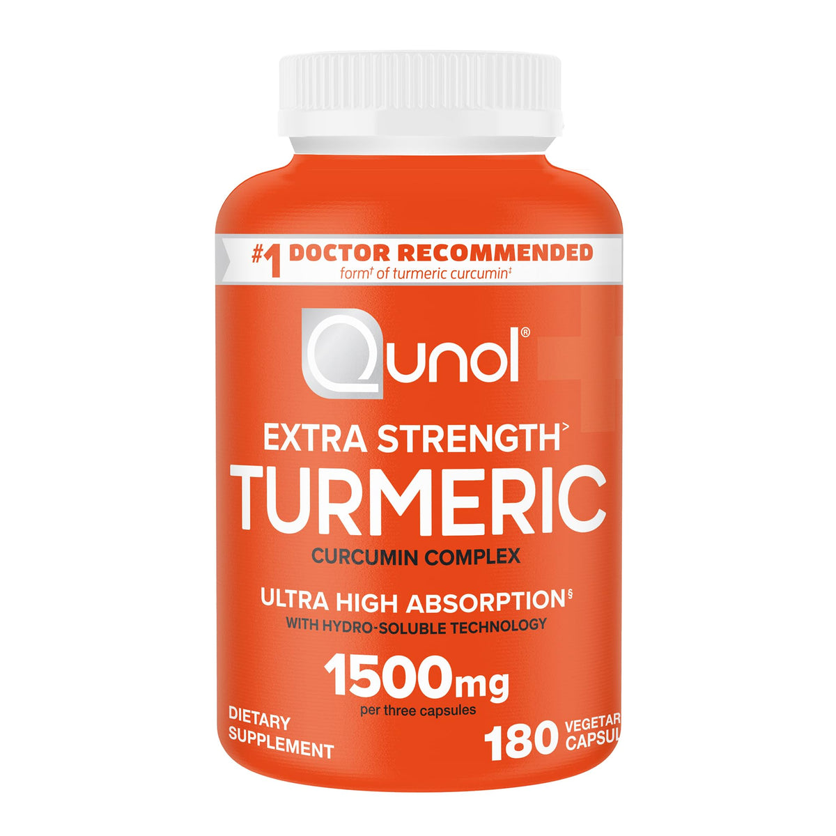 Qunol Curcuma Curcumin 1500mg 180 capsules vue de face
