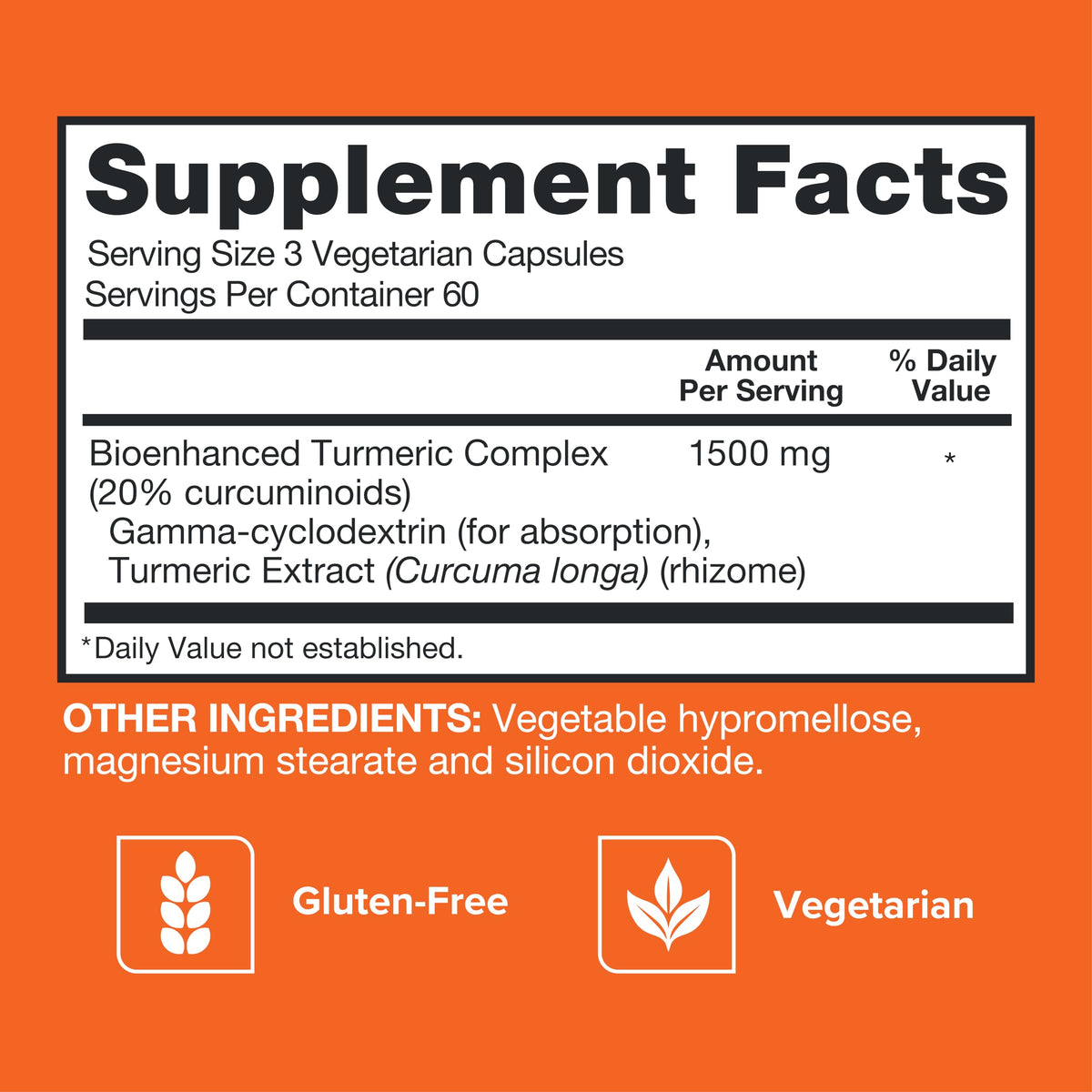 Qunol Curcuma Curcumin 1500mg capsules sur une table
