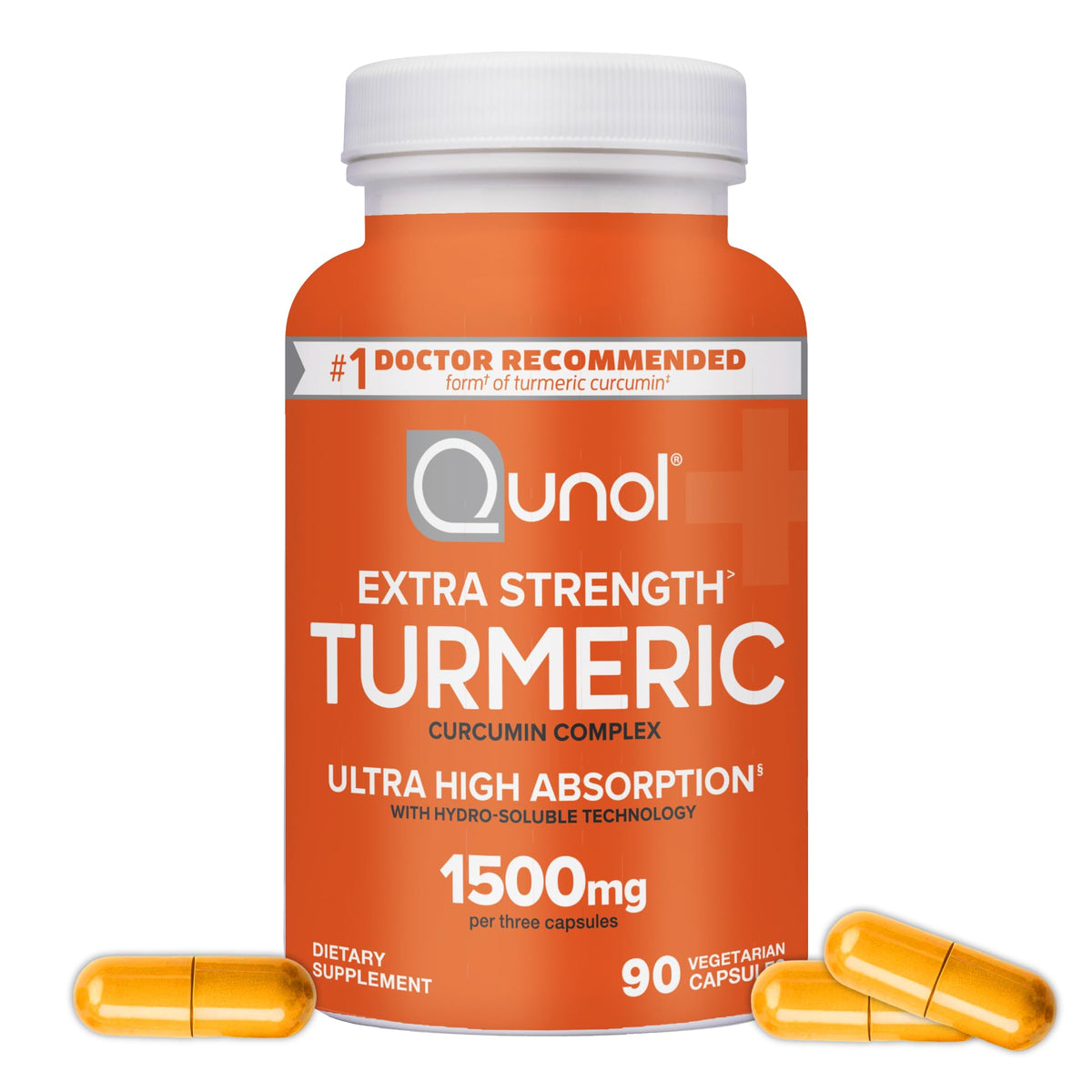 Qunol Curcuma Curcumine 1500mg boîte de 90 capsules vue de face