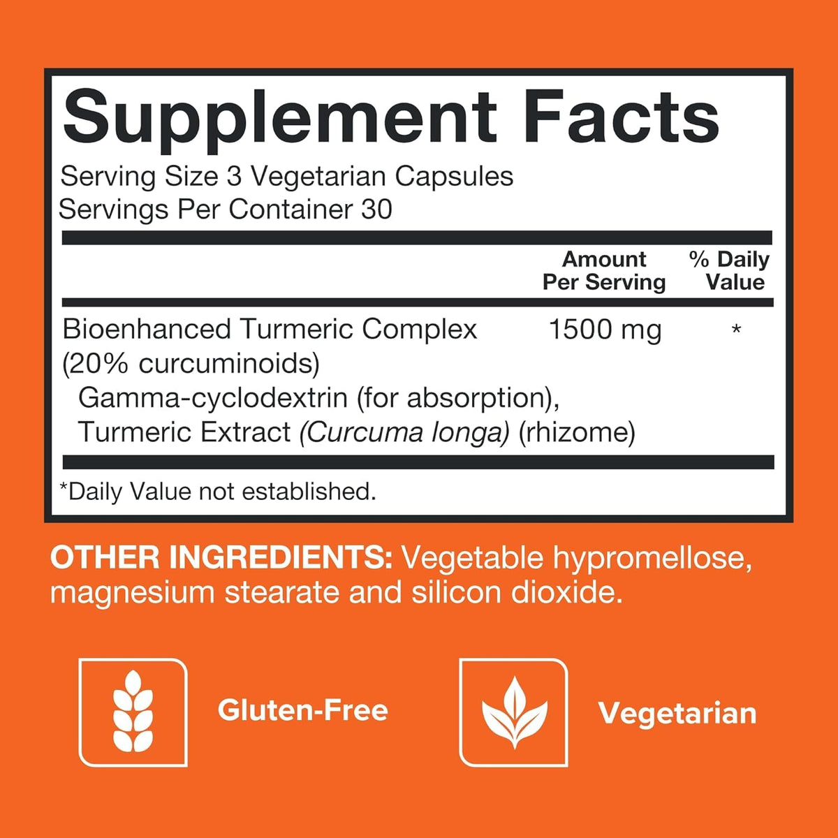 Qunol Curcuma Curcumine 1500mg capsules sur une table