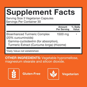 Qunol Curcuma Curcumine 1500mg capsules sur une table