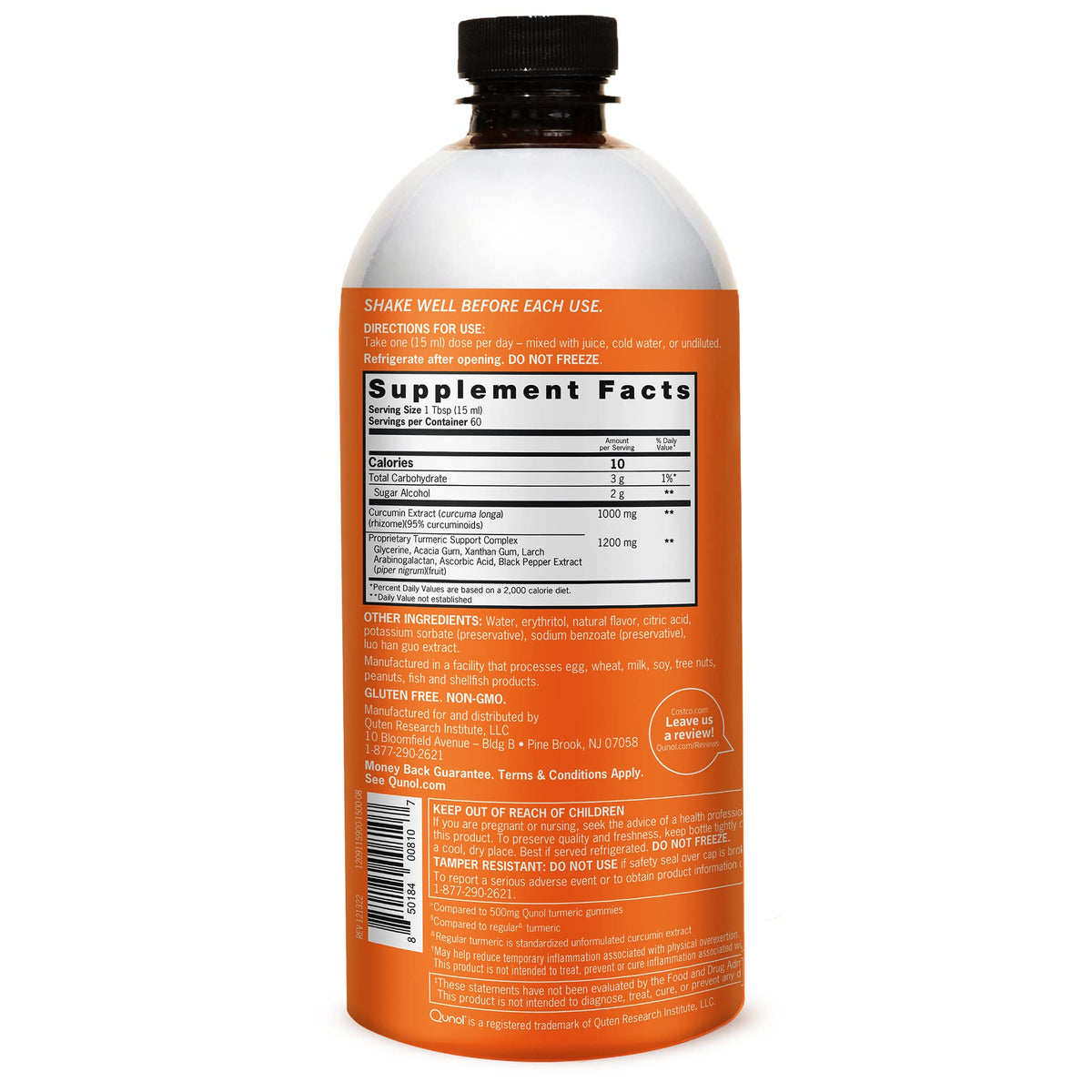 Qunol Curcuma Liquide 1000mg dos du flacon