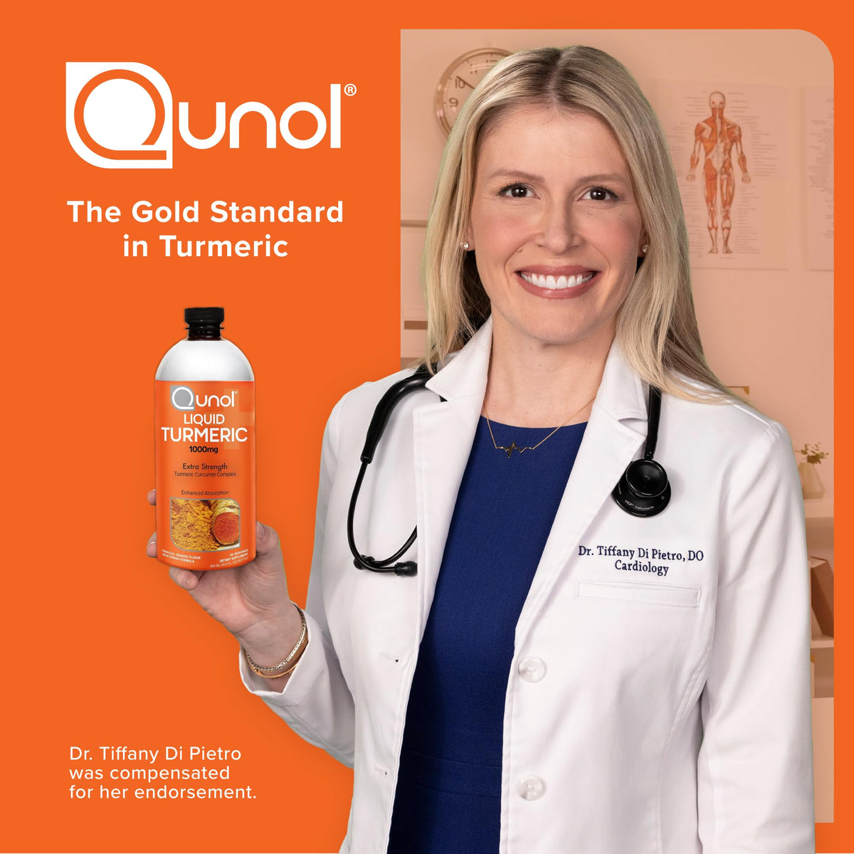 Qunol Curcuma Liquide 1000mg verre avec le liquide versé