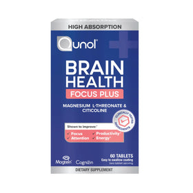 Qunol Focus Plus 60 capsules, vue de face du flacon