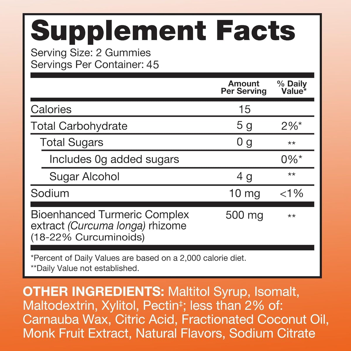 Qunol Gummies Curcuma Zéro Sucre sur une table
