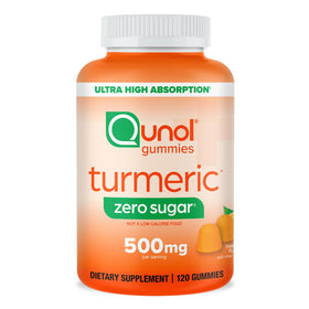 Qunol Gummies de Curcuma Zéro Sucre 500mg, pot de 120 unités