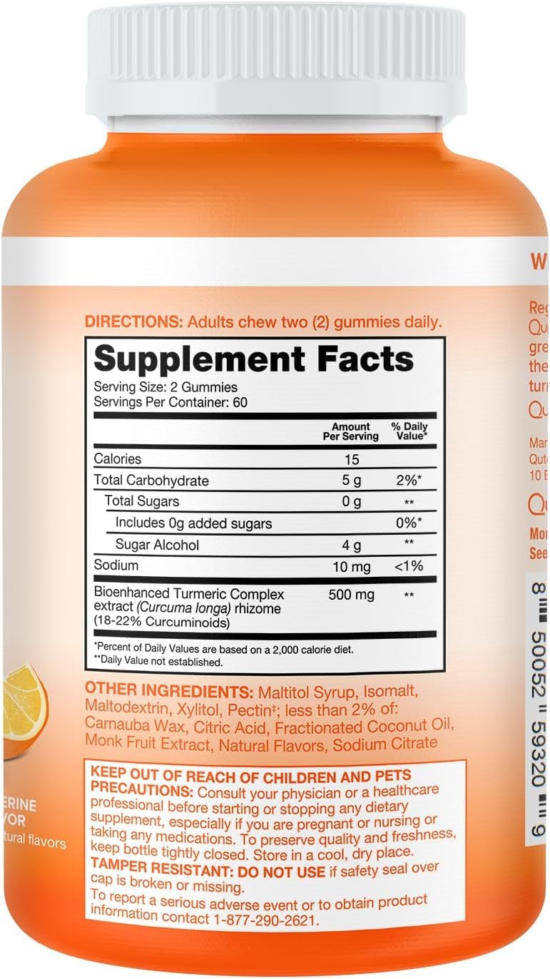 Qunol Gummies de Curcuma Zéro Sucre, gummies sur une assiette