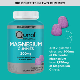 Qunol Gummies de Magnésium Citrate 200mg, côté de l'emballage