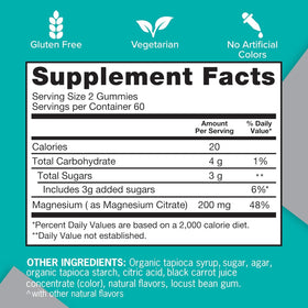 Qunol Gummies de Magnésium Citrate 200mg, présentation avec des baies