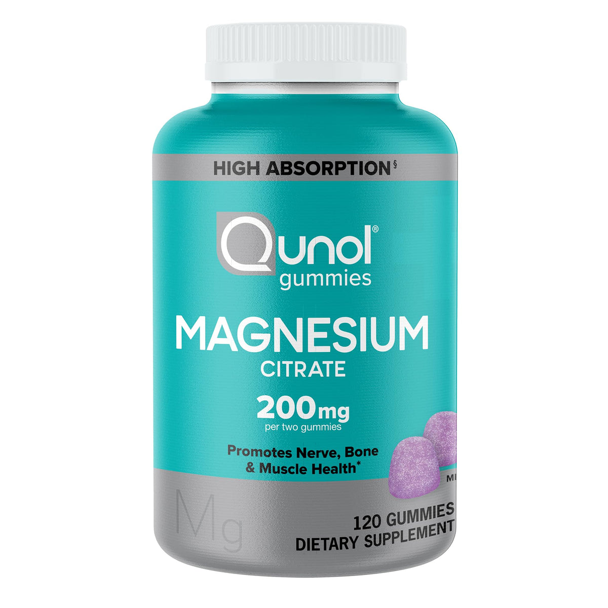 Qunol Gummies de Magnésium Citrate 200mg, vue de face