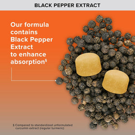 Qunol Gummy Curcuma avec Poivre Noir et Gingembre, présentation des gummies