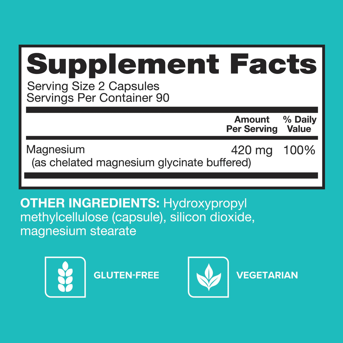 Qunol Magnésium 420mg capsules sur un fond en bois