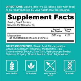Qunol Magnésium Glycinate 300mg comprimés avec d'autres compléments
