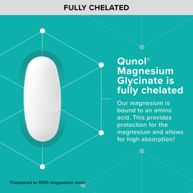 Qunol Magnésium Glycinate 300mg comprimés sur une table