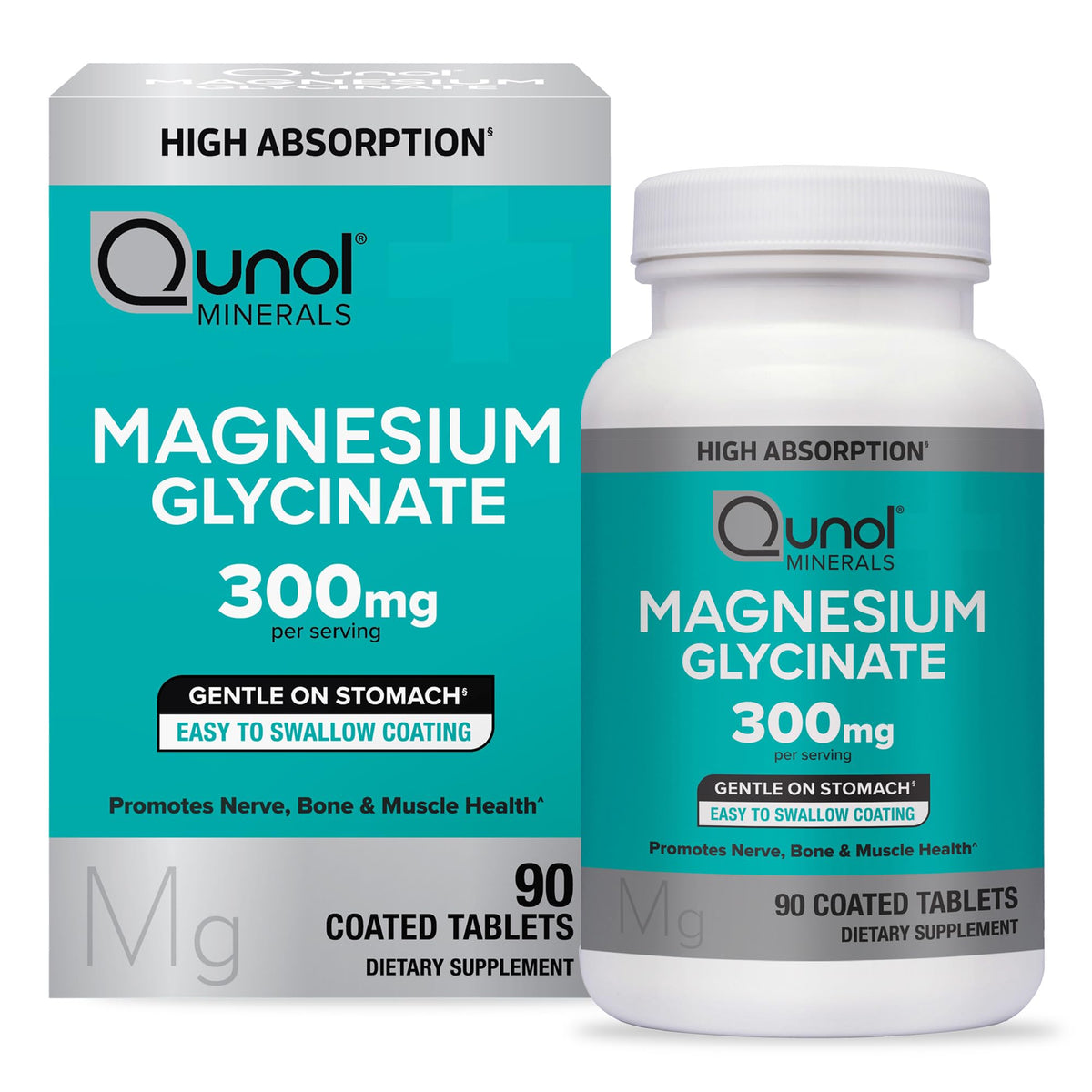 Qunol Magnésium Glycinate 300mg comprimés vue de face
