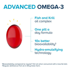 Qunol Omega-3 Complex Huile de Krill et de Poisson 250mg côté de la boîte