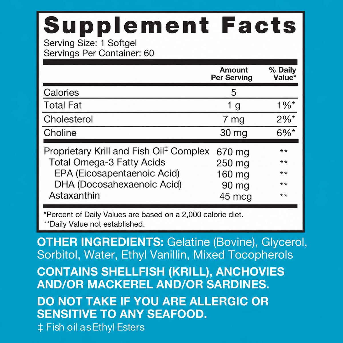 Qunol Omega-3 Complex Huile de Krill et de Poisson 250mg gélules sur une table