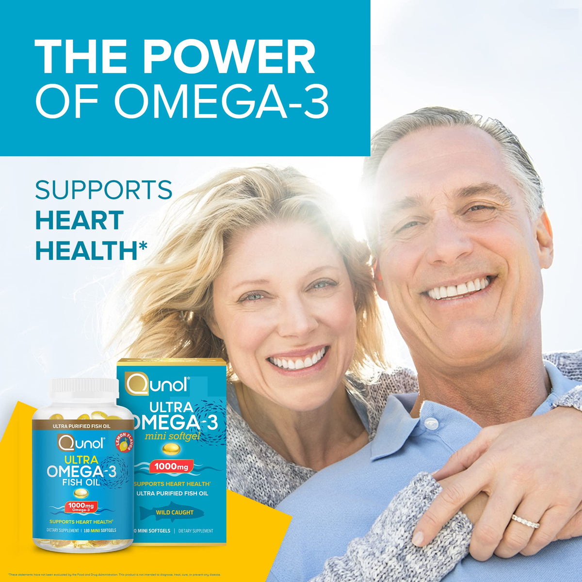 Qunol Omega-3 Mini Softgels 1000mg EPA + DHA arrière de la boîte