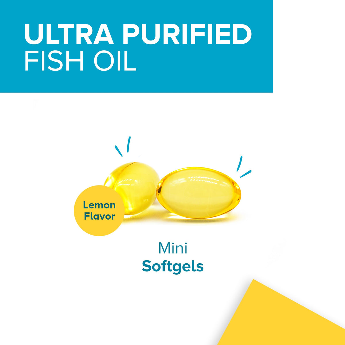 Qunol Omega-3 Mini Softgels 1000mg EPA + DHA gélules sur fond blanc