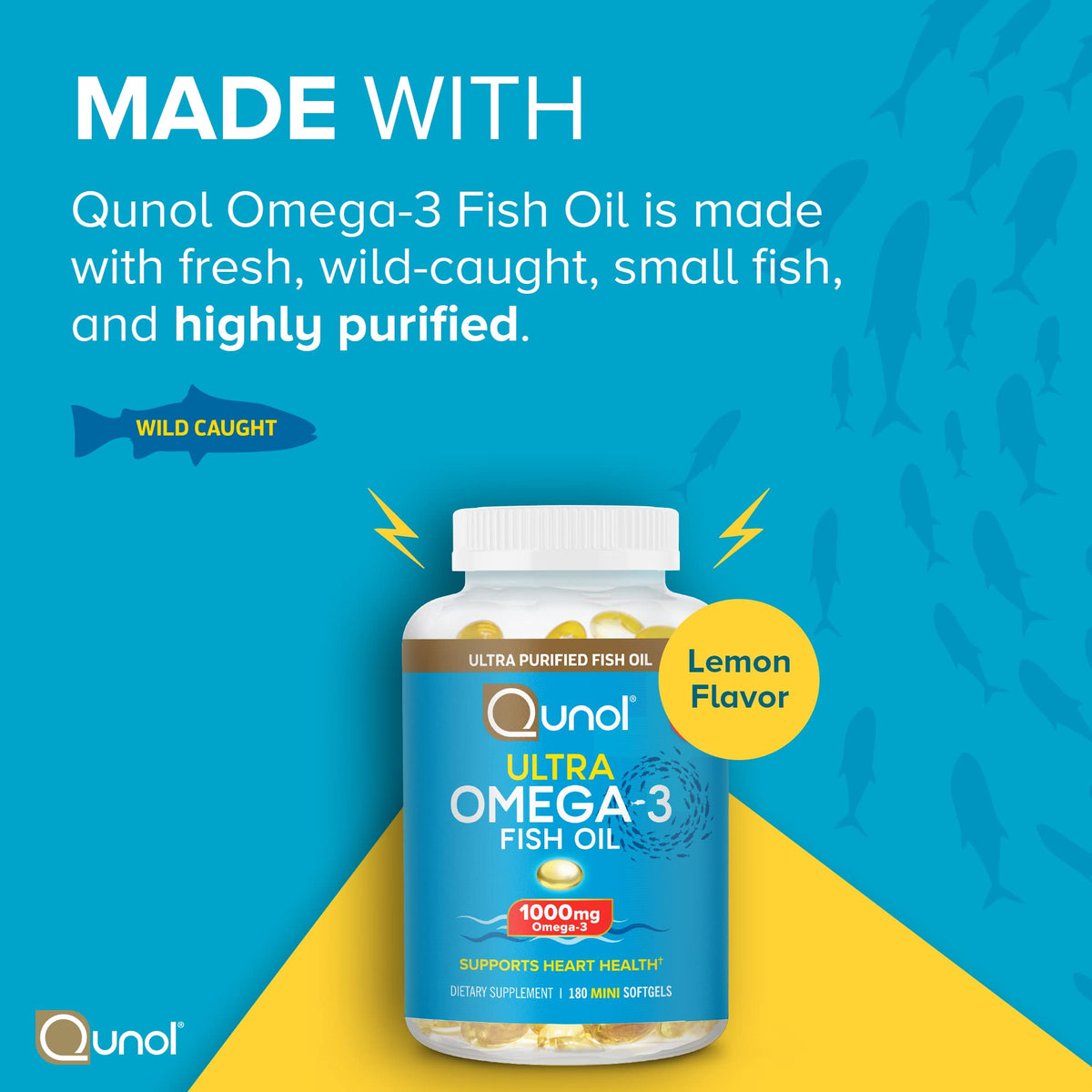 Qunol Omega-3 Mini Softgels 1000mg EPA + DHA présentation