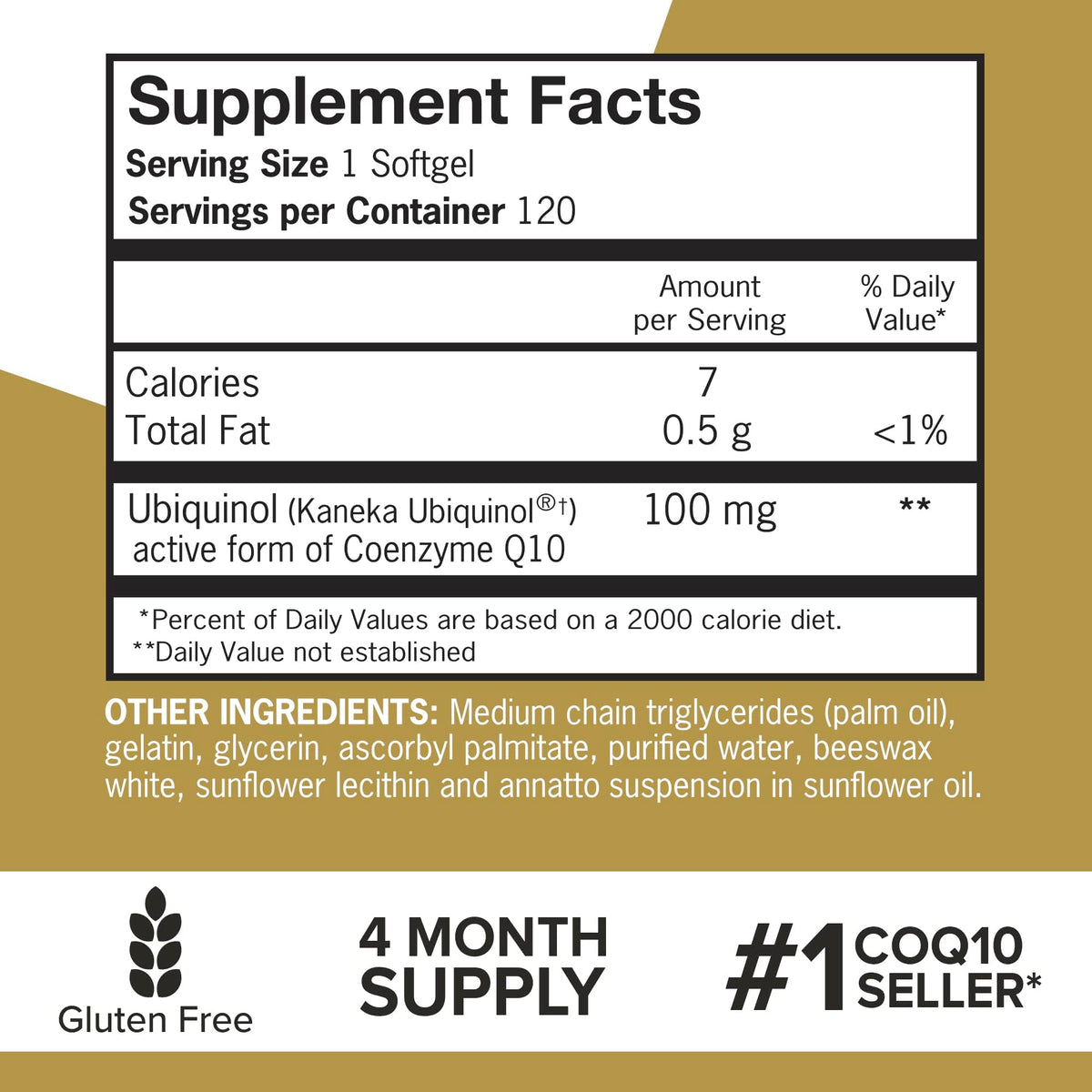 Qunol Ubiquinol 100mg gélules sur une table
