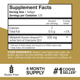 Qunol Ubiquinol 100mg gélules sur une table