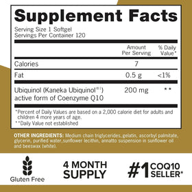 Qunol Ubiquinol 200mg arrière de la boîte avec instructions