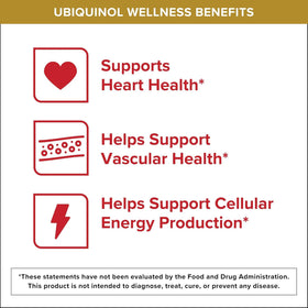Qunol Ubiquinol 200mg gélules douces sur fond blanc