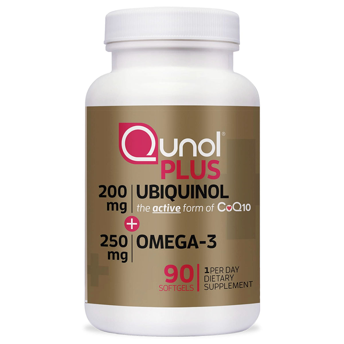 Qunol Ubiquinol 200mg + Omega-3 250mg flacon vue avant