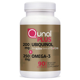 Qunol Ubiquinol 200mg + Omega-3 250mg flacon vue avant
