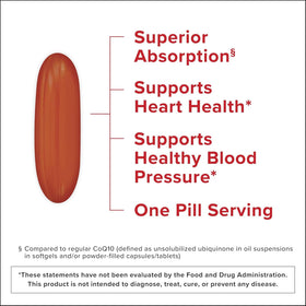 Qunol Ubiquinol CoQ10 100mg étiquette et informations